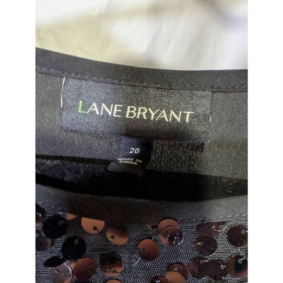 NWT Lane Bryant Top Black Mesh Sequin Disk Front Cap Sleeve Party Shirt Women's - Picture 3 of 6